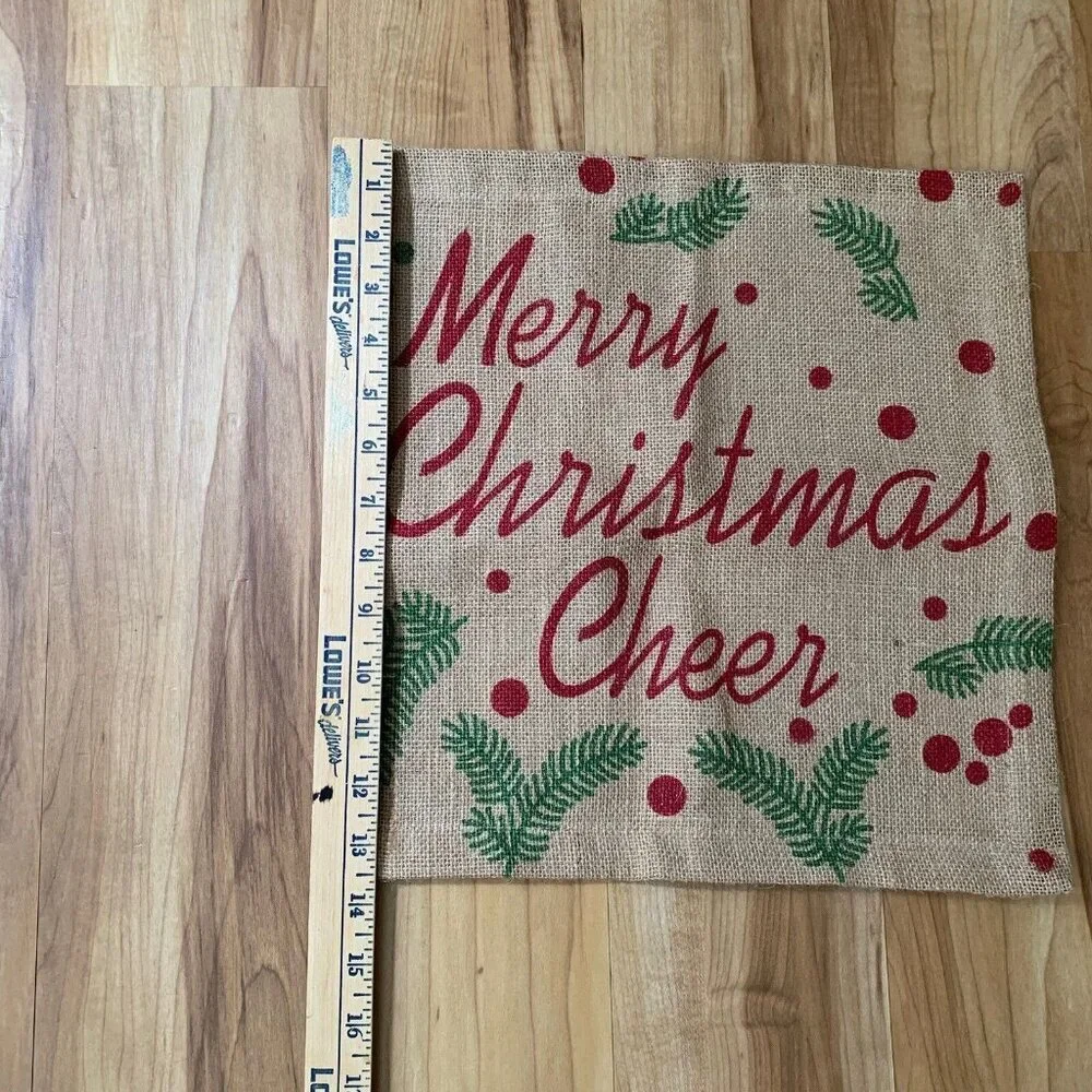 Farmhouse 100% Jute Holiday Christmas Placemats Set 2 13.5 x 13.5 Square Burlap